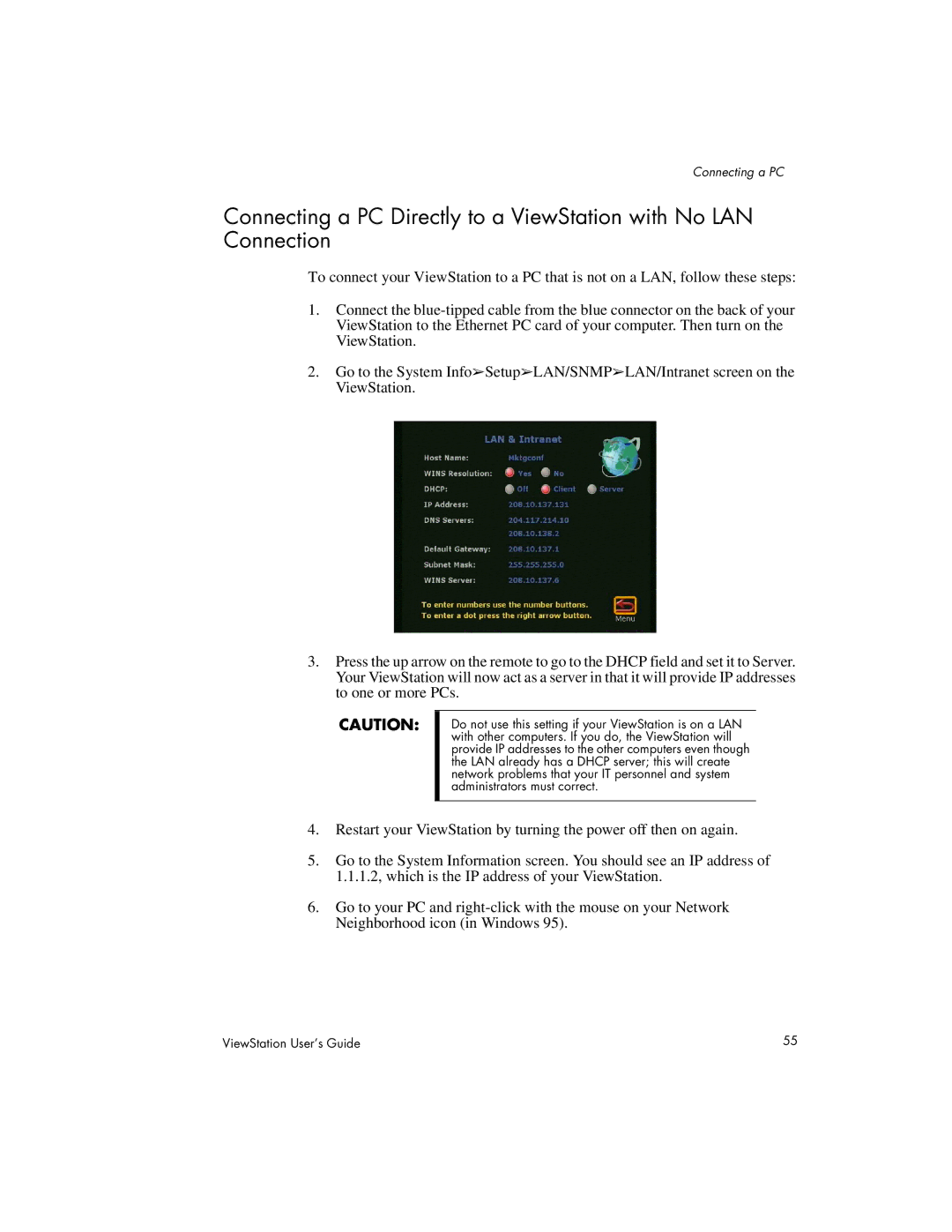 Polycom 512, 128, MP manual Connecting a PC 