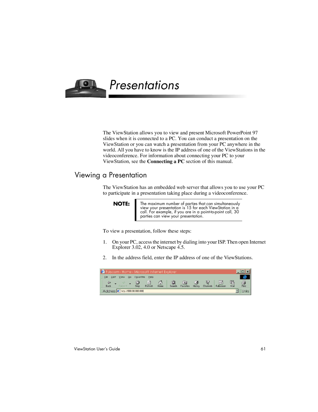 Polycom 512, 128, MP manual Presentations, Viewing a Presentation 