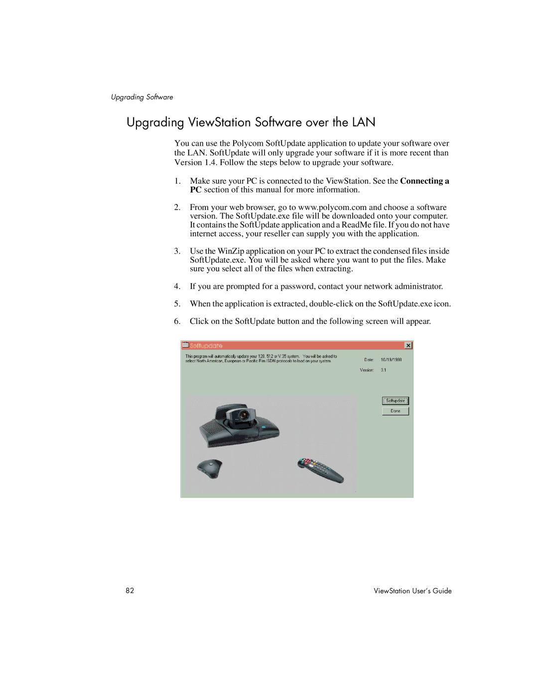 Polycom 512, 128, MP manual Upgrading ViewStation Software over the LAN 