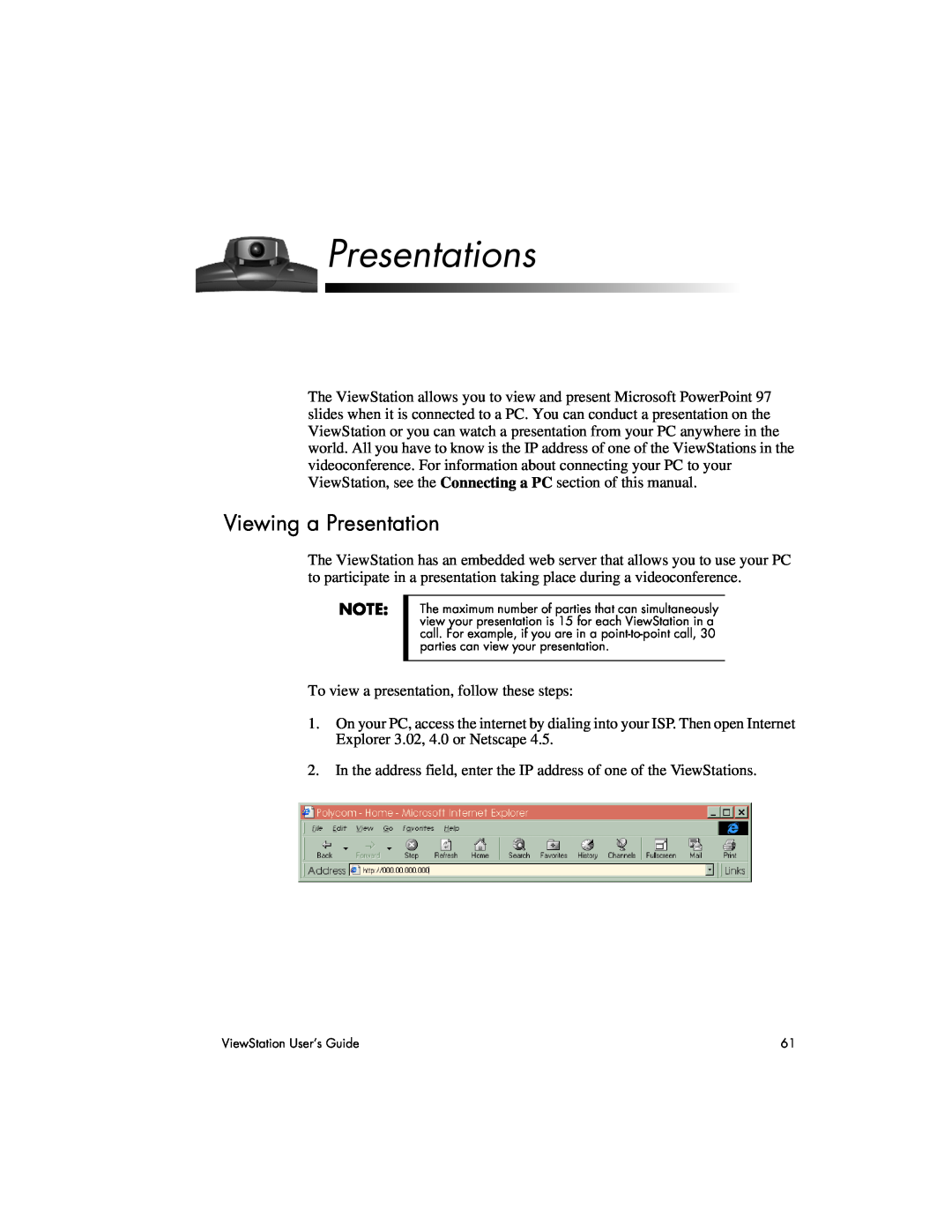 Polycom 512, 128, MP manual Presentations, Viewing a Presentation 