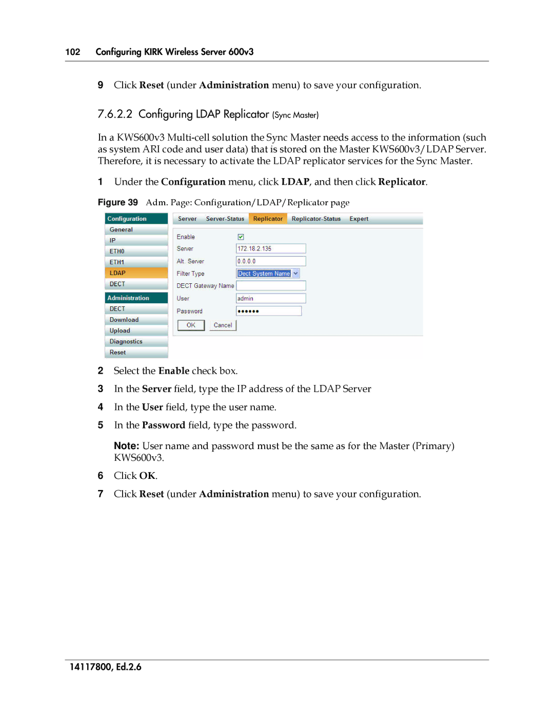 Polycom 14117800 manual Configuring Ldap Replicator Sync Master, Adm. Page Configuration/LDAP/Replicator 