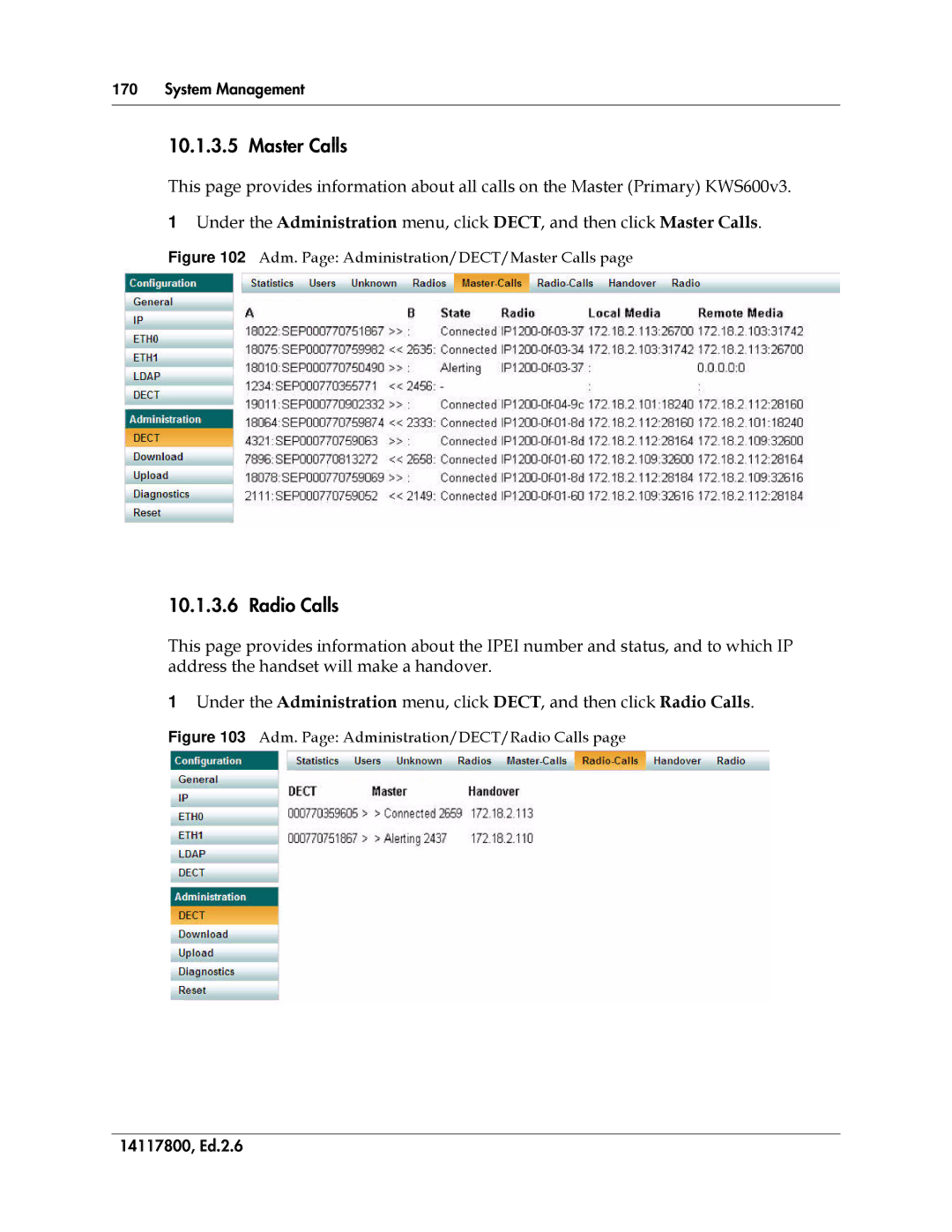 Polycom 14117800 manual Master Calls, Radio Calls 