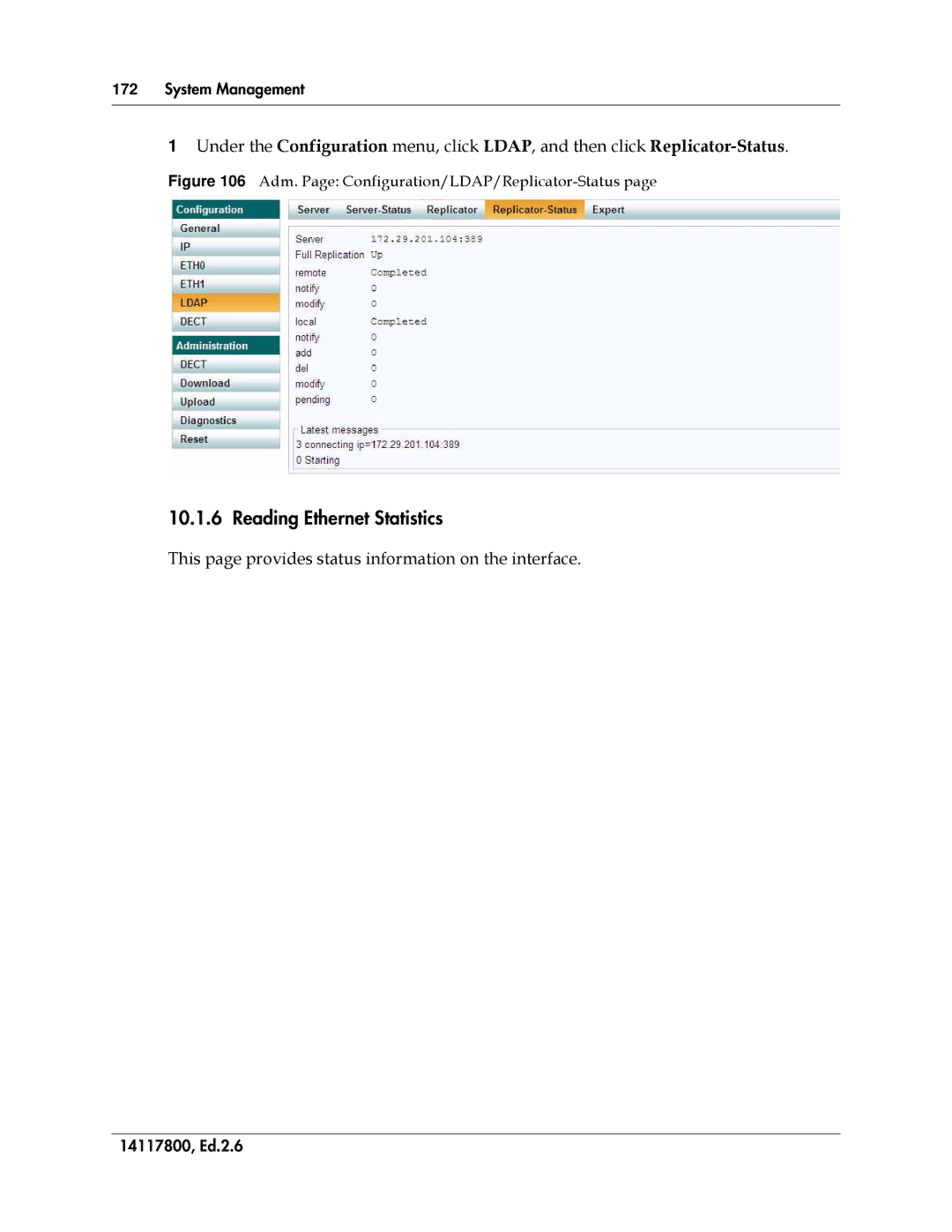 Polycom 14117800 manual Reading Ethernet Statistics, This page provides status information on the interface 