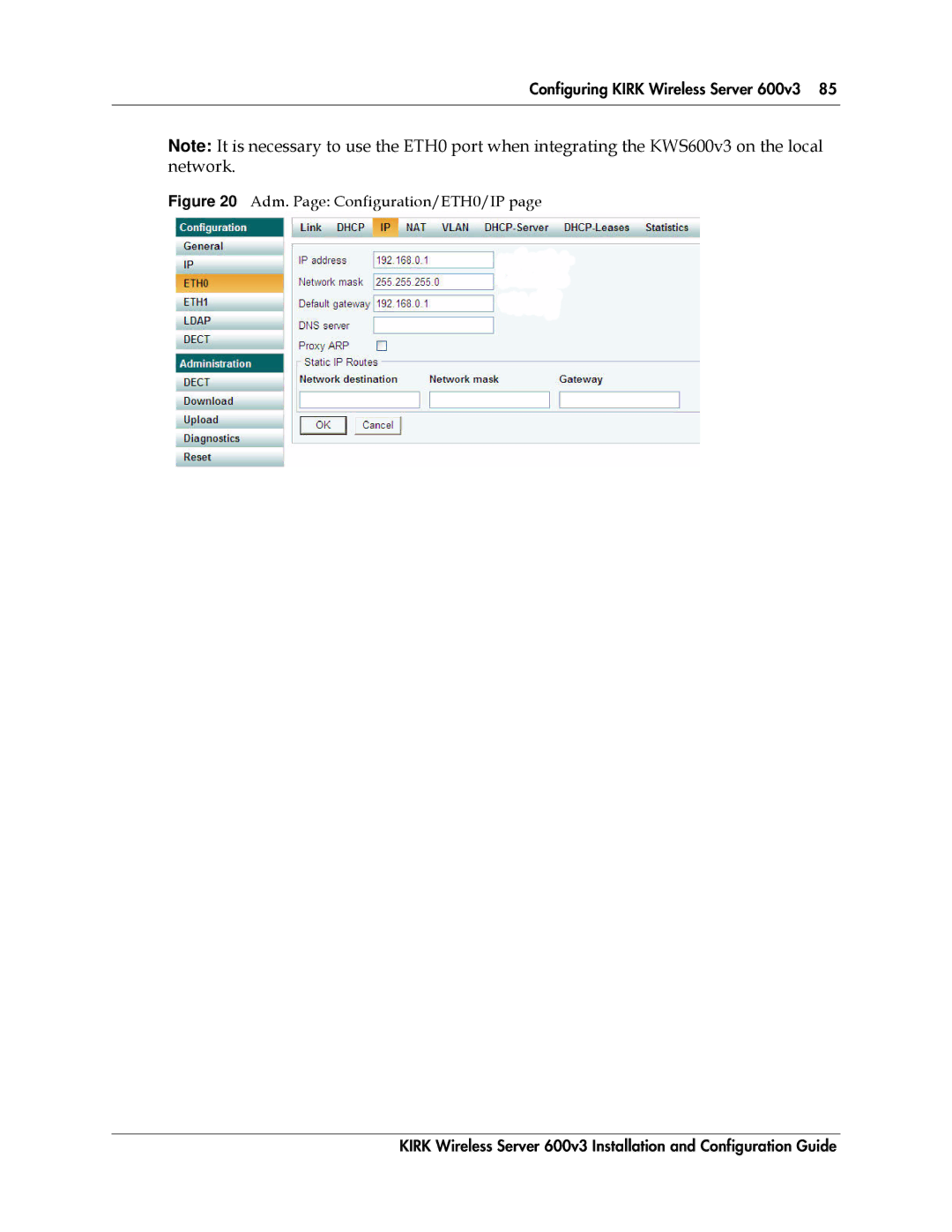 Polycom 14117800 manual Adm. Page Configuration/ETH0/IP 