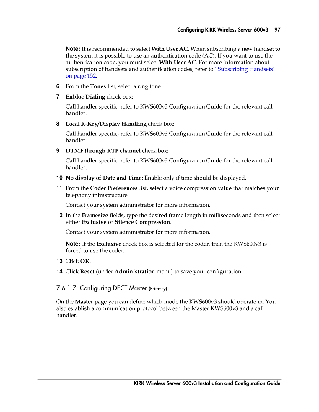 Polycom 14117800 manual Configuring Dect Master Primary, From the Tones list, select a ring tone 