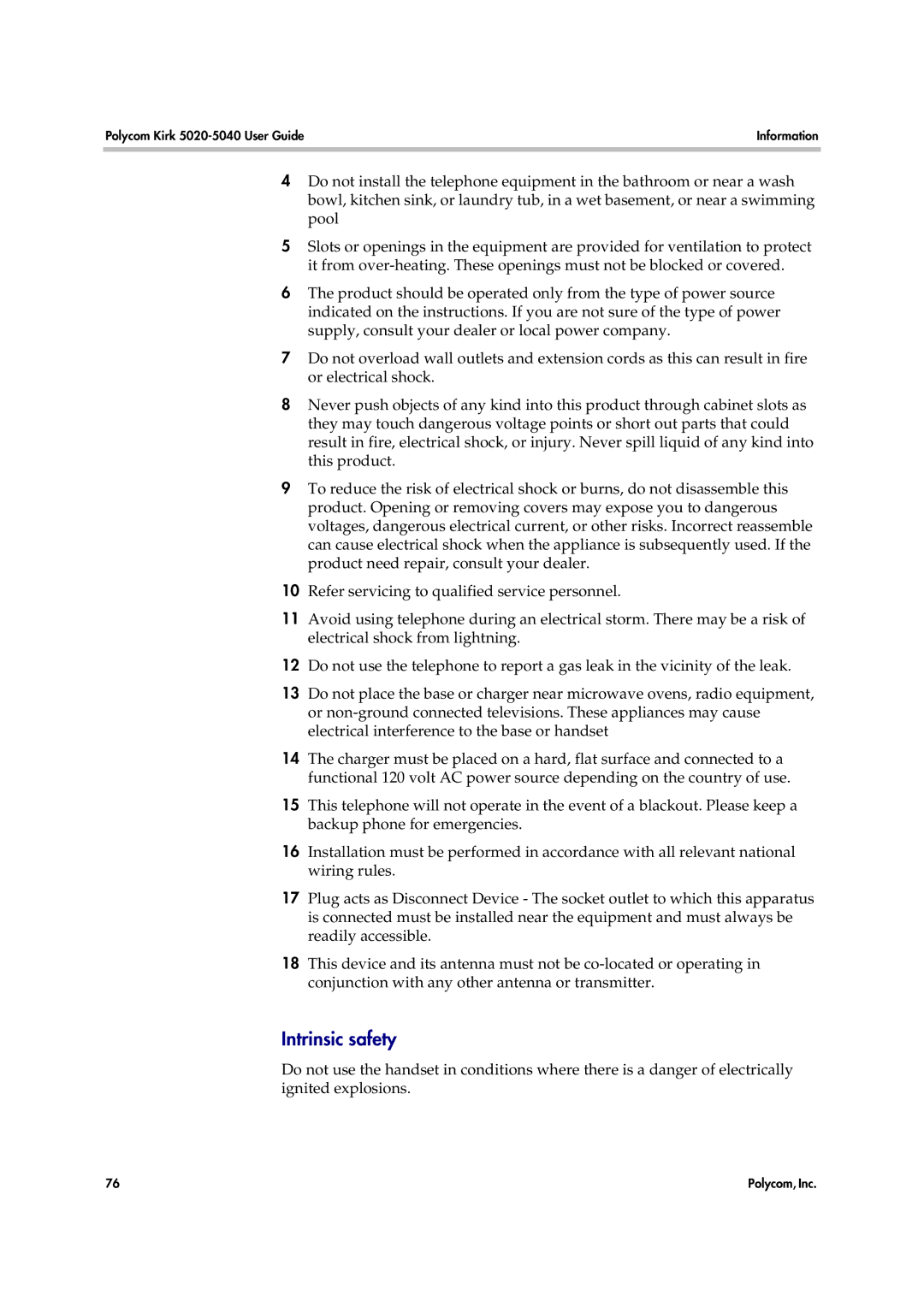 Polycom 14158600-HD manual Intrinsic safety 