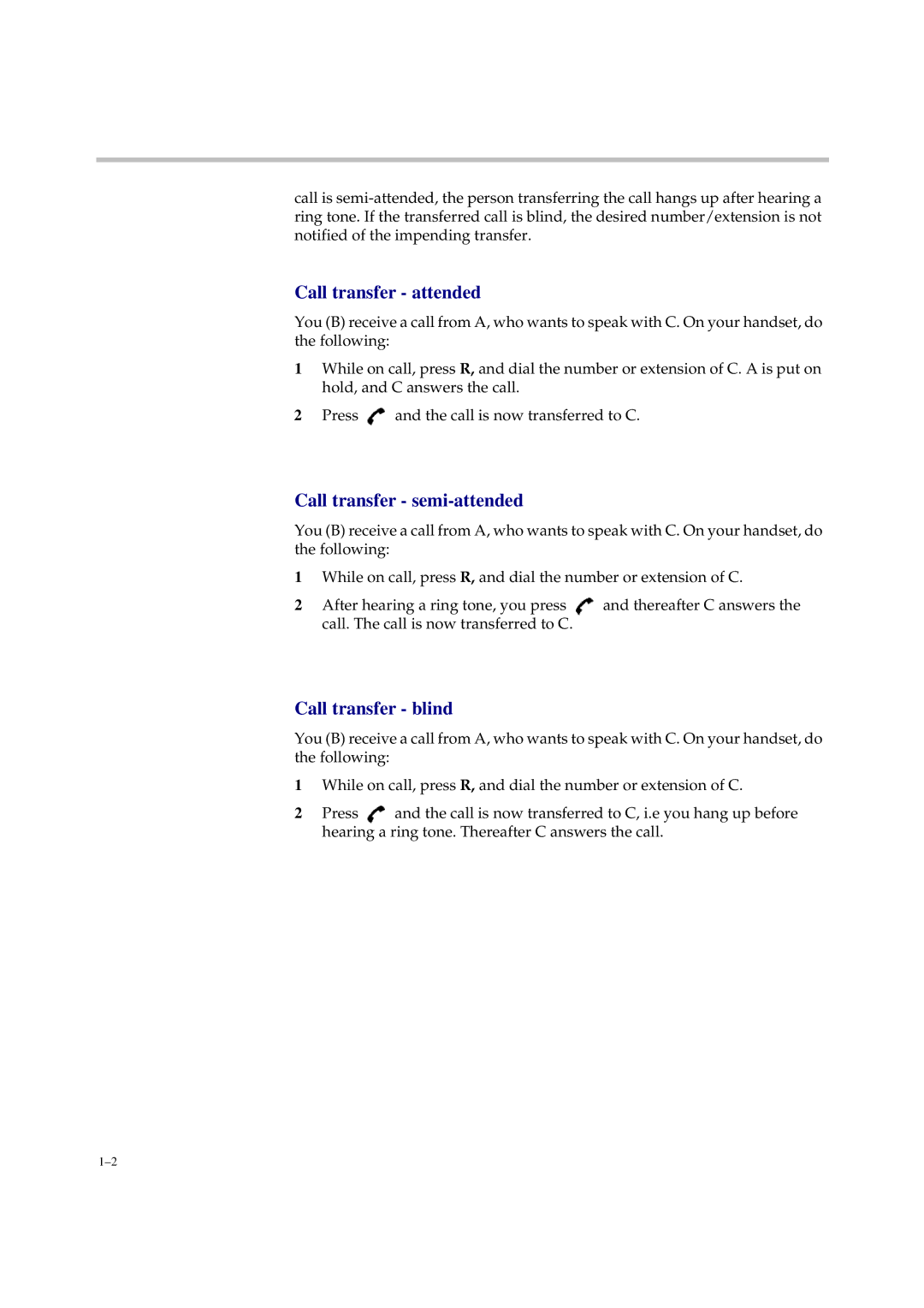 Polycom 1416 8711 manual Call transfer attended 