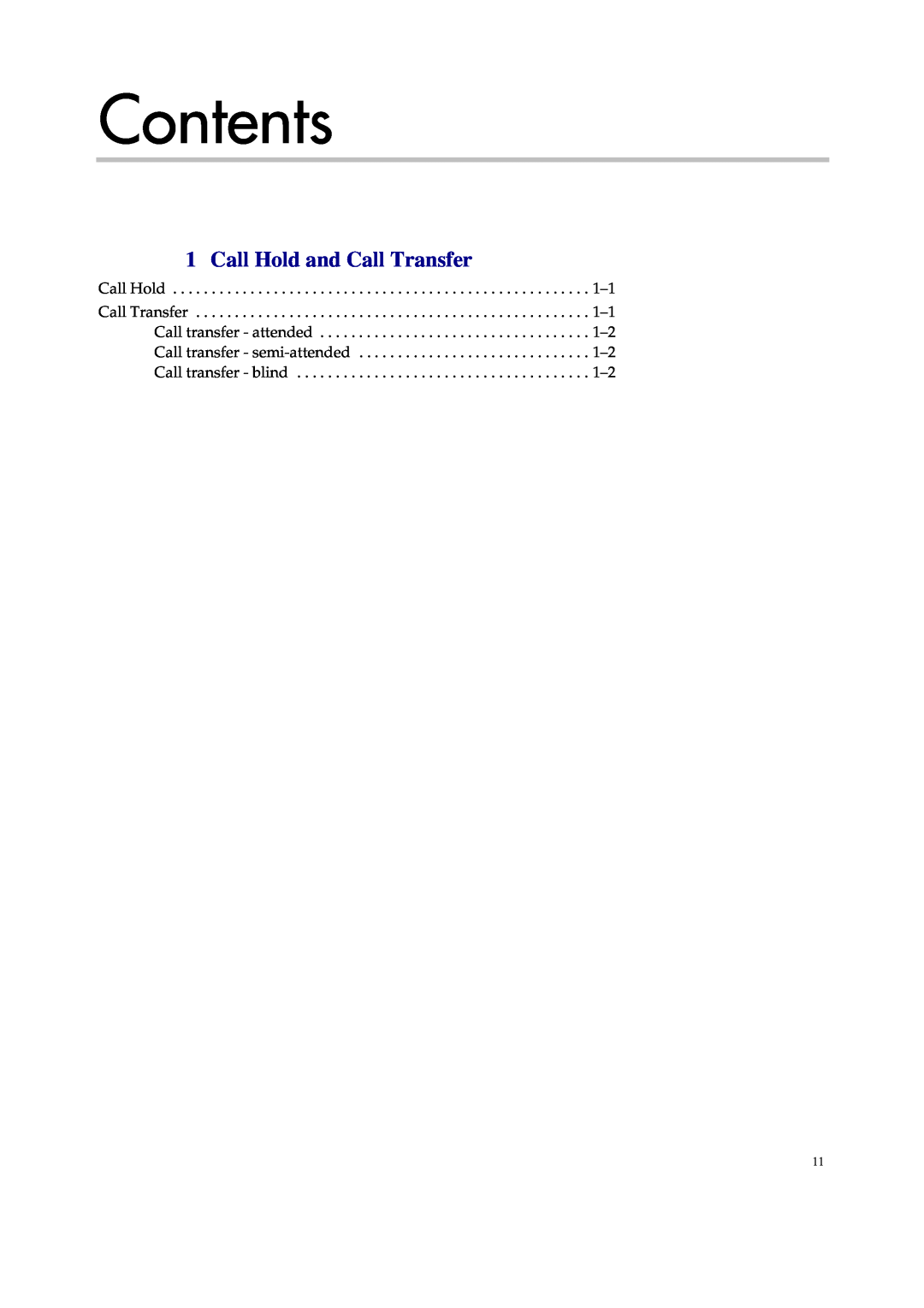 Polycom 1416 8711 manual Contents, Call Hold and Call Transfer 