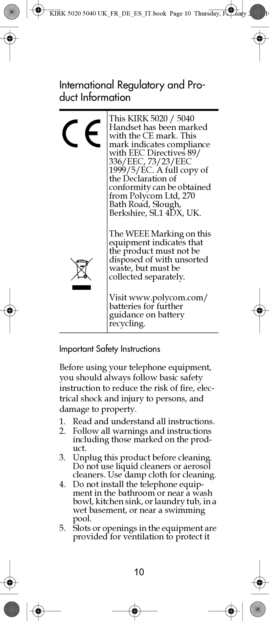 Polycom 14171914-HD manual International Regulatory and Pro- duct Information 