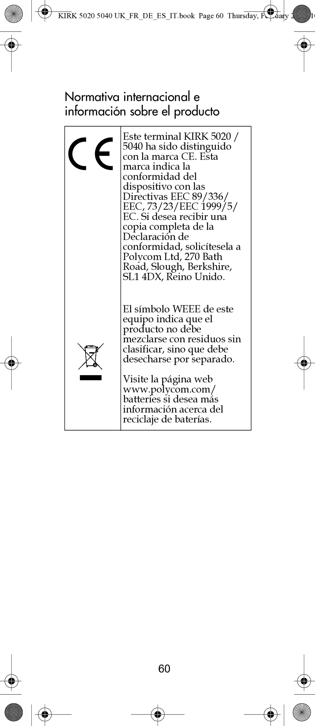 Polycom 14171914-HD manual Normativa internacional e información sobre el producto 