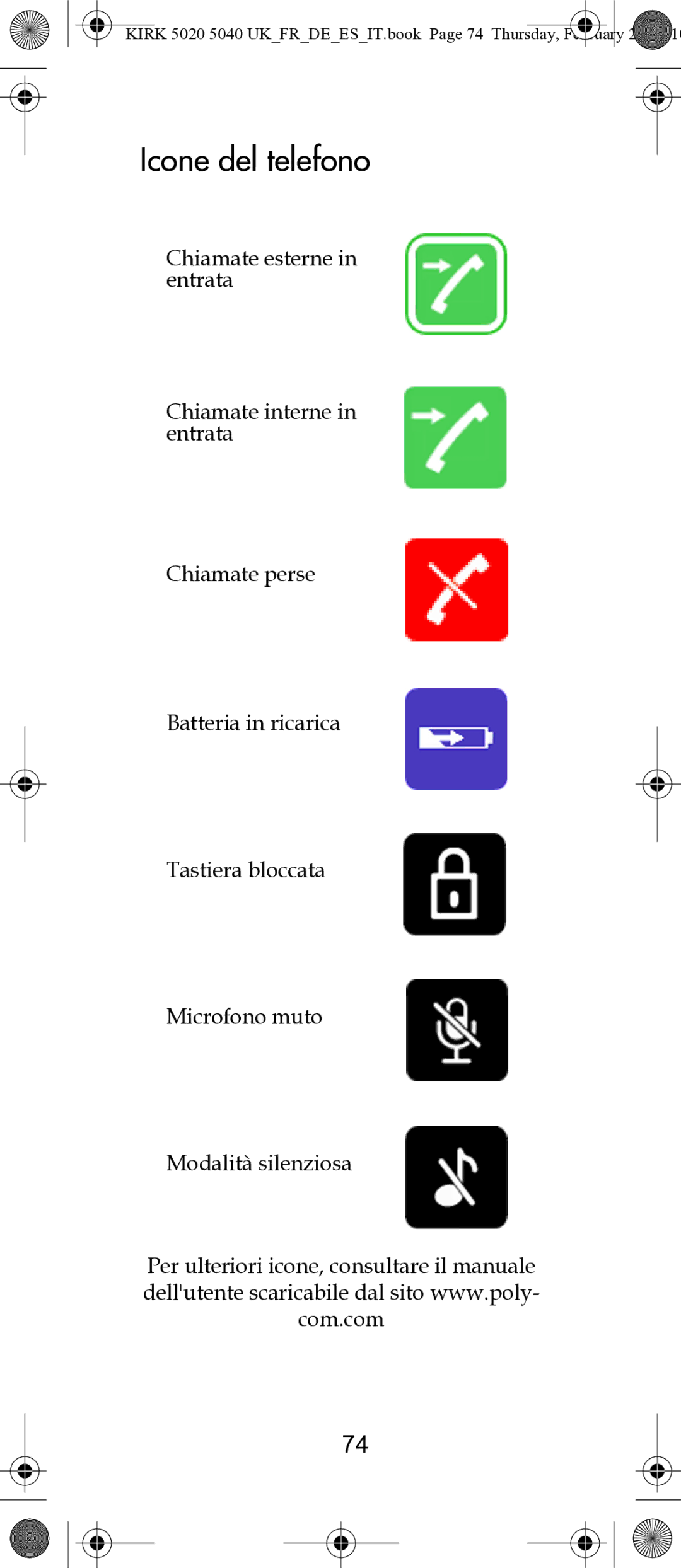 Polycom 14171914-HD manual Icone del telefono 