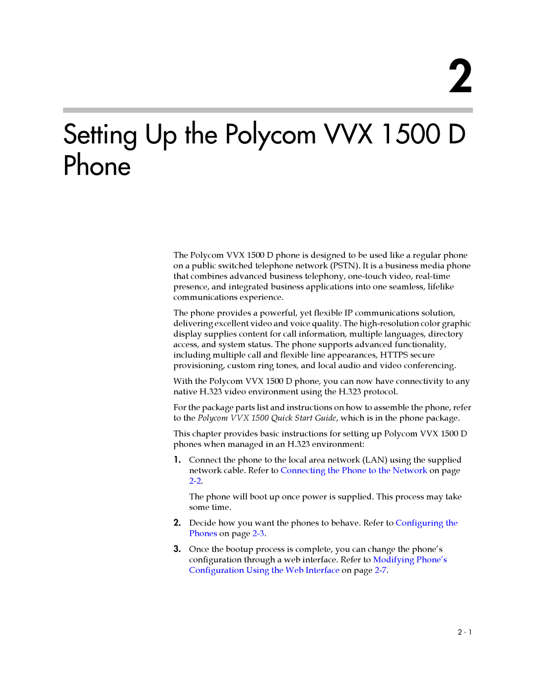 Polycom manual Setting Up the Polycom VVX 1500 D Phone 