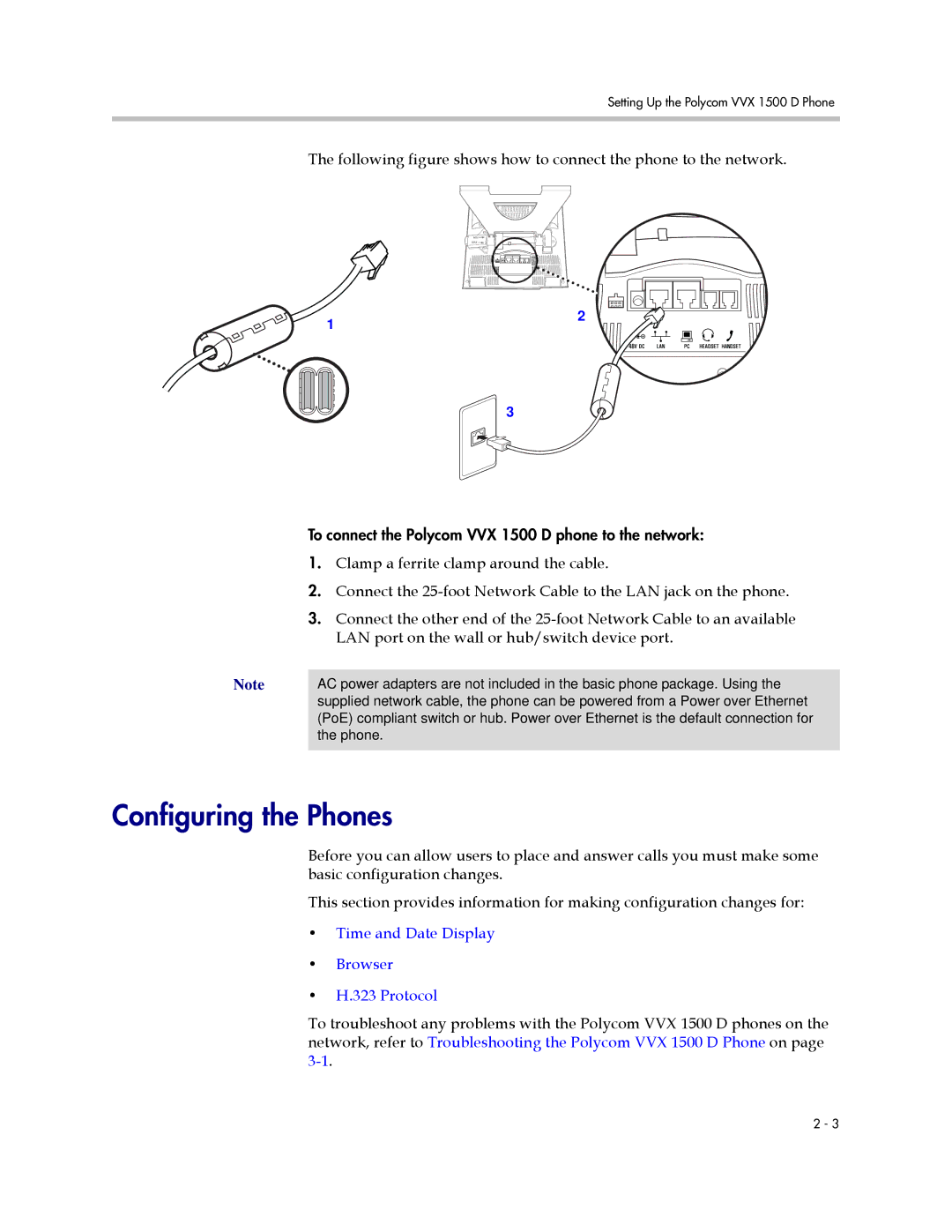 Polycom 1500 D manual Configuring the Phones, Time and Date Display Browser Protocol 