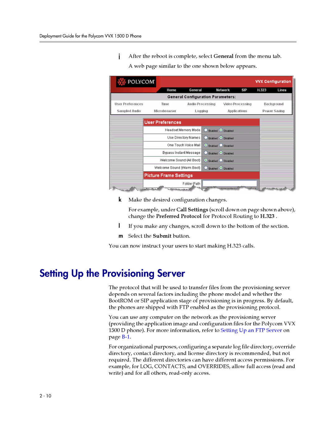 Polycom 1500 D manual Setting Up the Provisioning Server 