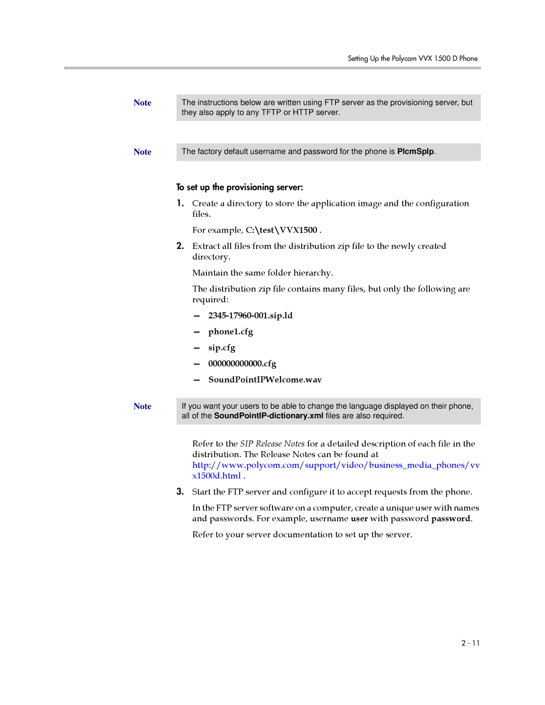 Polycom 1500 D manual For example, C\test\VVX1500 