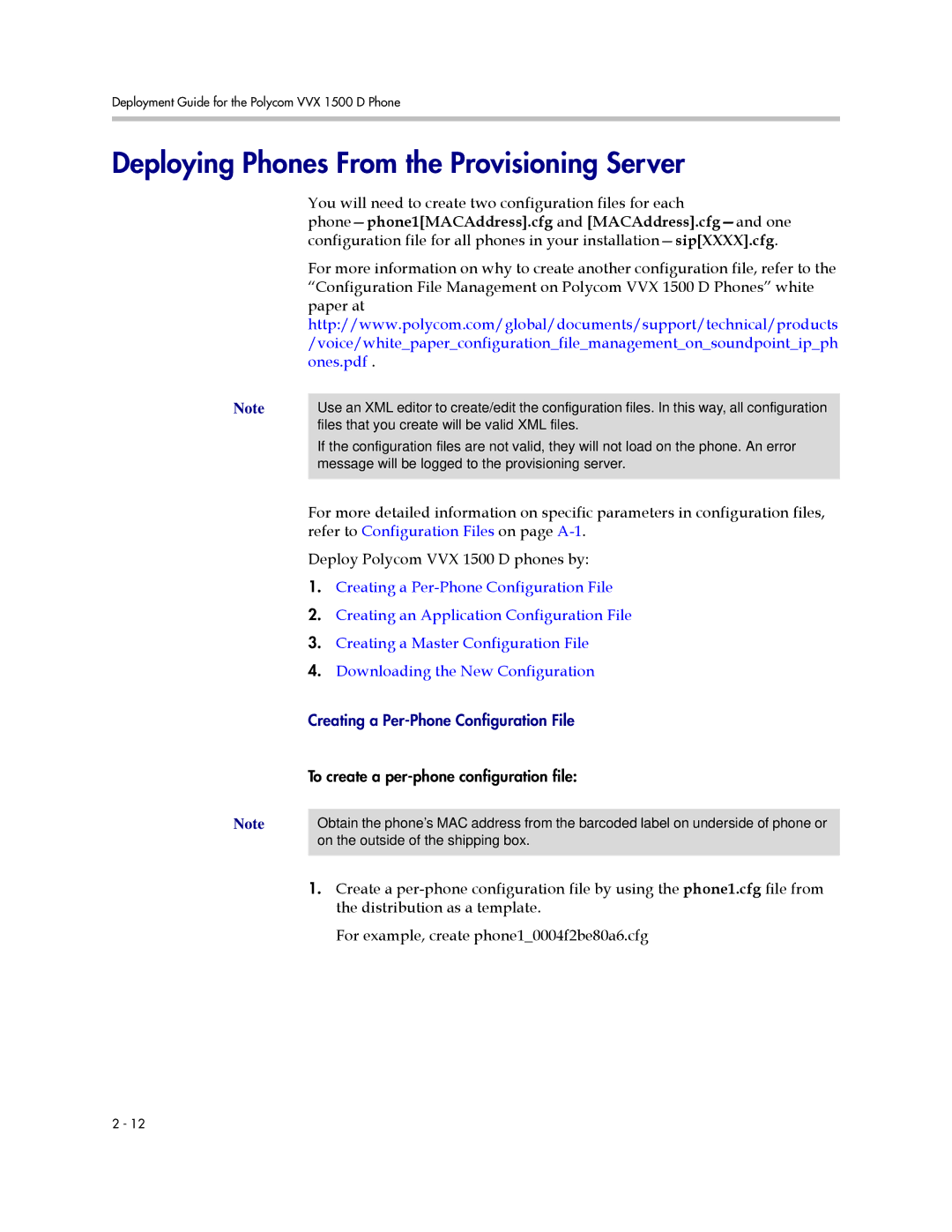 Polycom 1500 D manual Deploying Phones From the Provisioning Server 