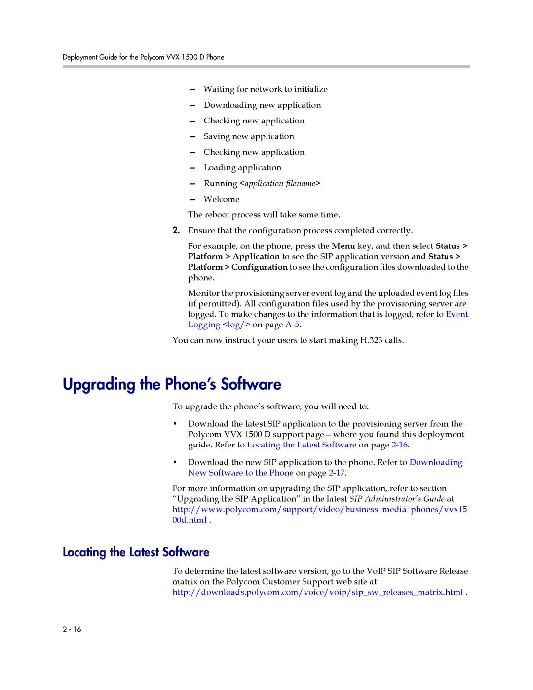 Polycom 1500 D manual Upgrading the Phone’s Software, Locating the Latest Software 