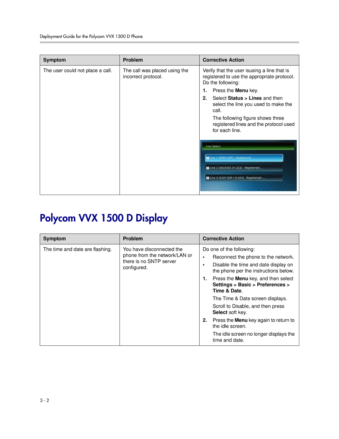 Polycom manual Polycom VVX 1500 D Display, Select Status Lines and then 