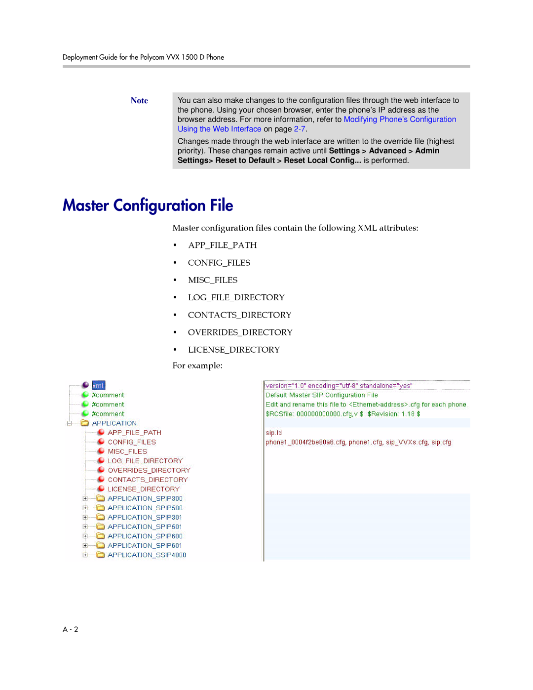 Polycom 1500 D manual Master Configuration File, Using the Web Interface on 