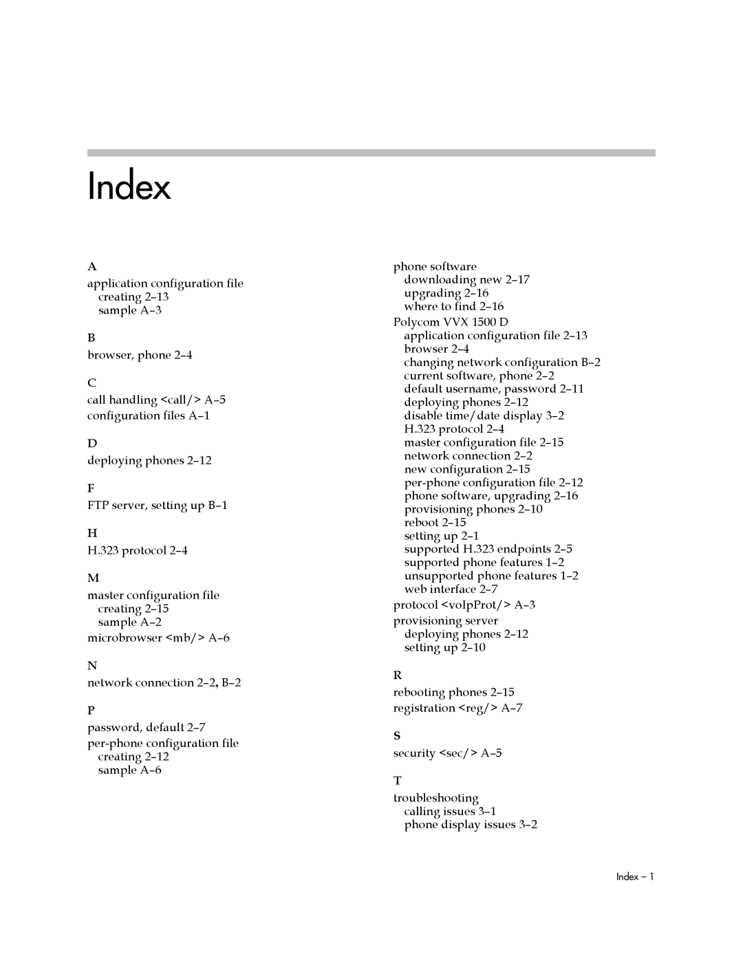 Polycom 1500 D manual Index 