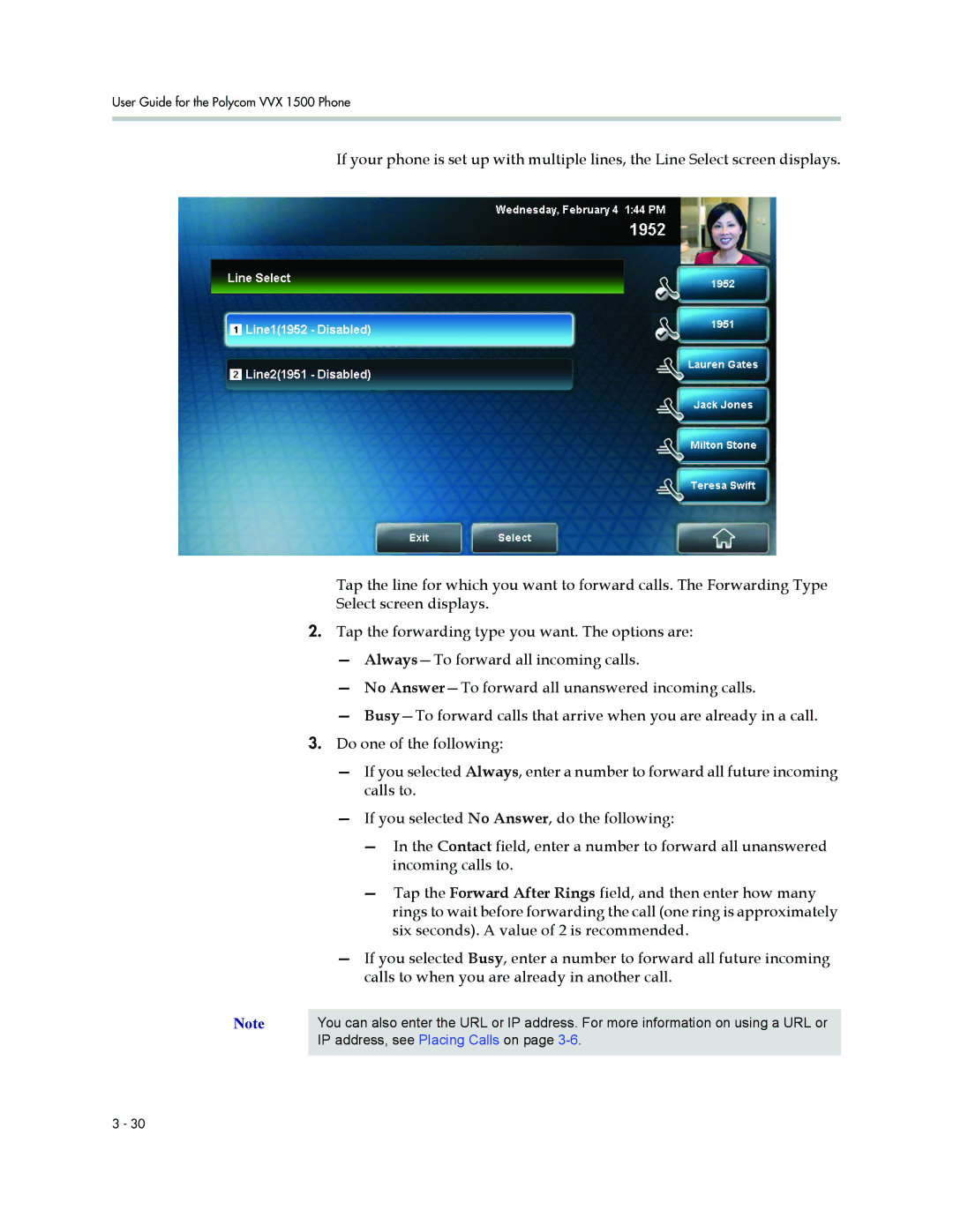 Polycom 1500 manual IP address, see Placing Calls on 