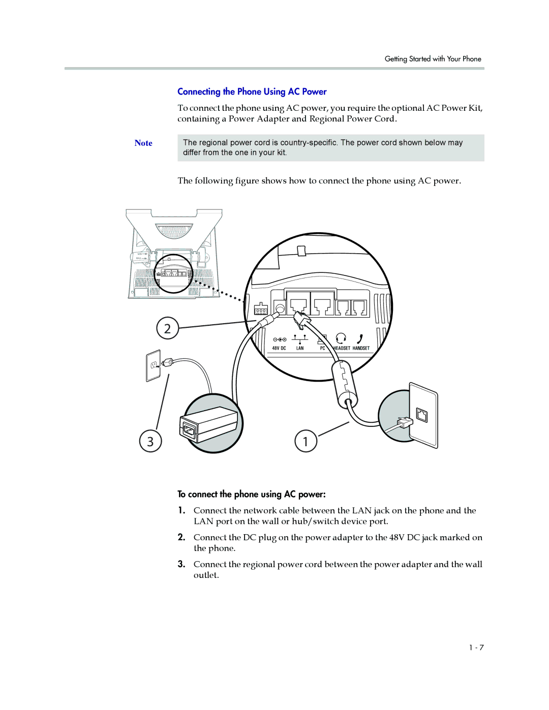 Polycom 1500 manual Containing a Power Adapter and Regional Power Cord 