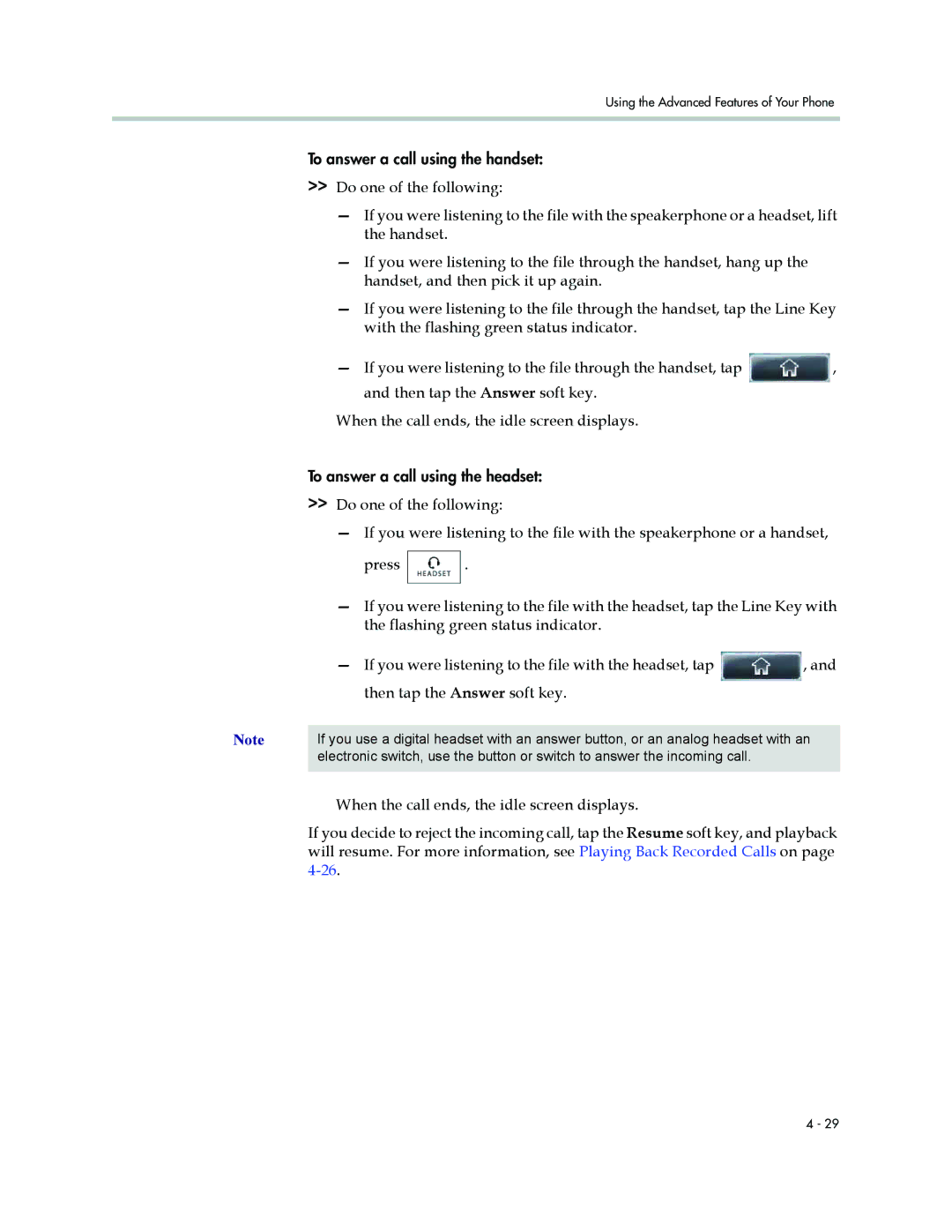 Polycom 1500 manual To answer a call using the handset 