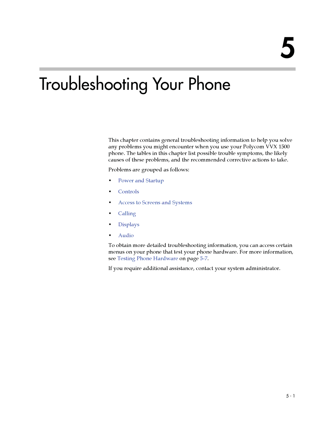 Polycom 1500 manual Troubleshooting Your Phone 