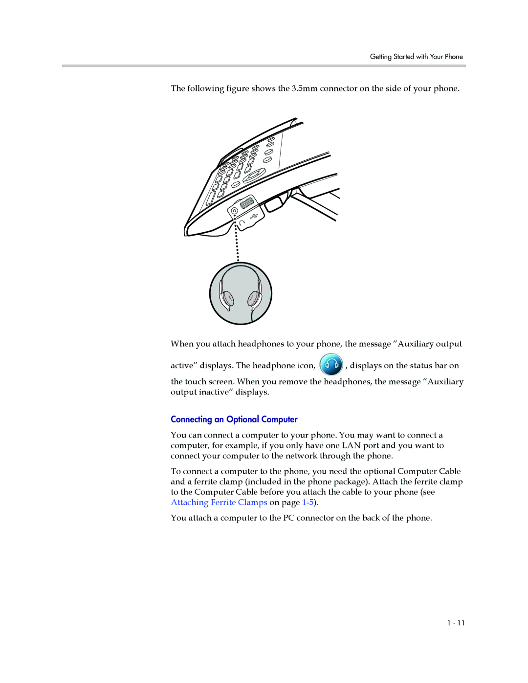 Polycom 1500 manual Connecting an Optional Computer 