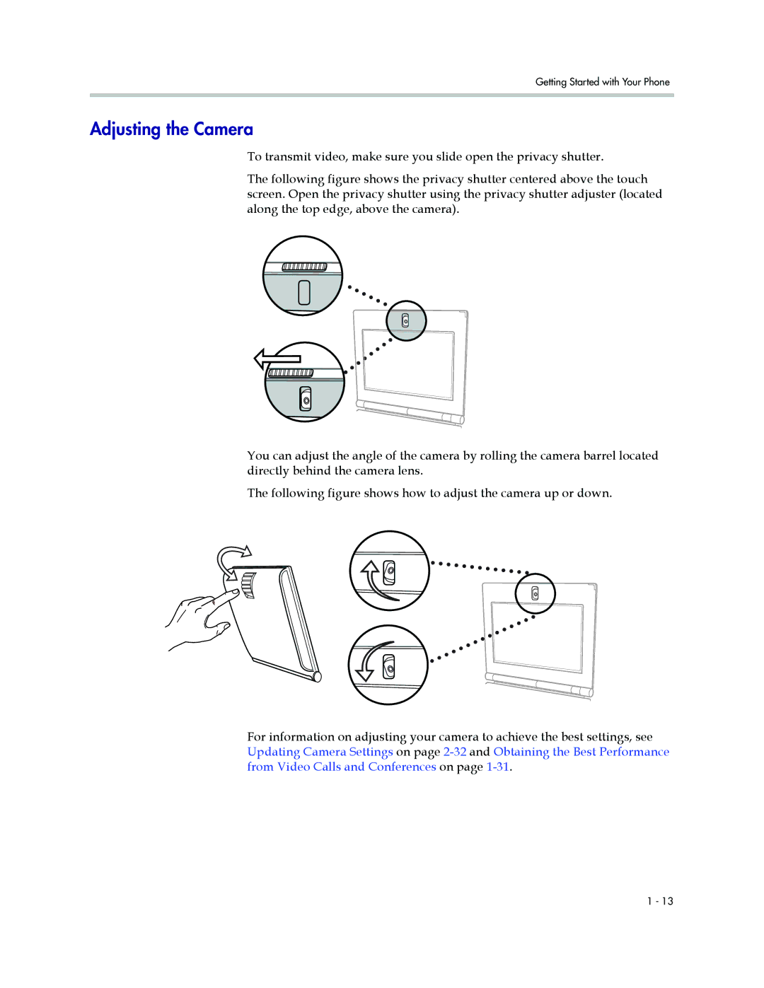 Polycom 1500 manual Adjusting the Camera 