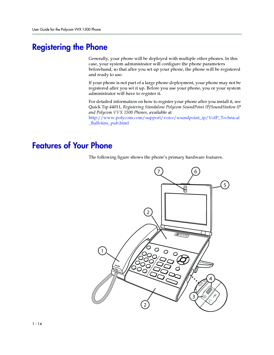 Polycom 1500 manual Registering the Phone, Features of Your Phone 