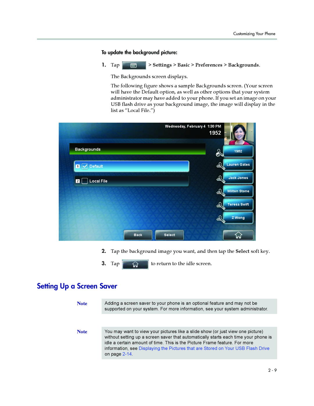 Polycom 1500 manual Setting Up a Screen Saver 