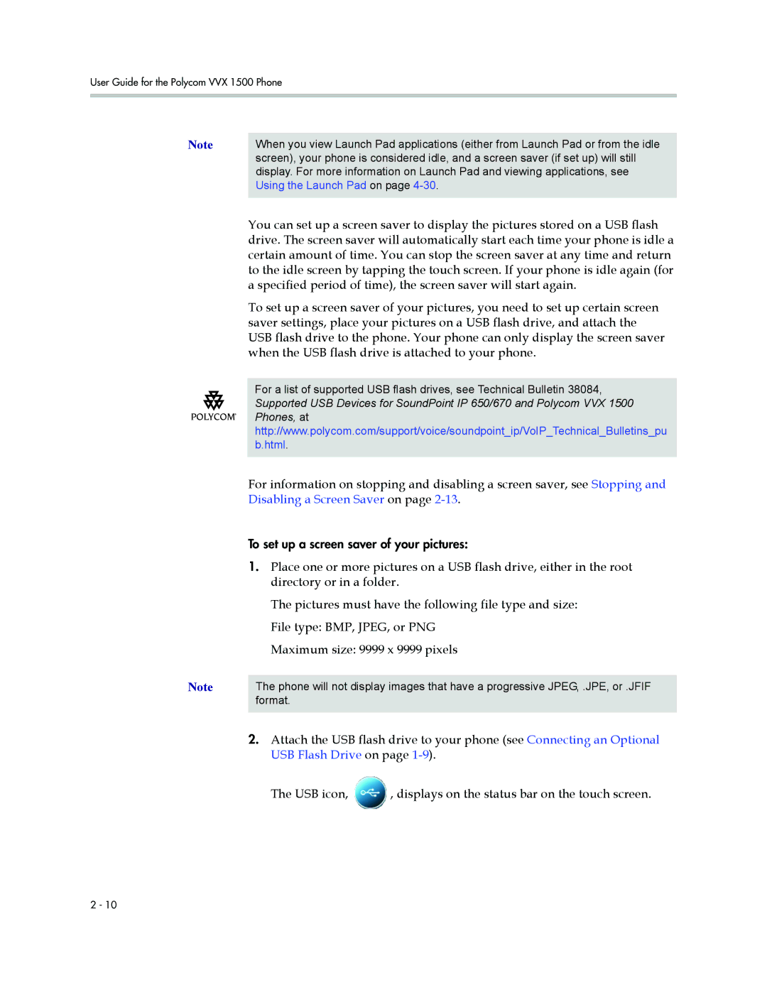 Polycom 1500 manual Specified period of time, the screen saver will start again 