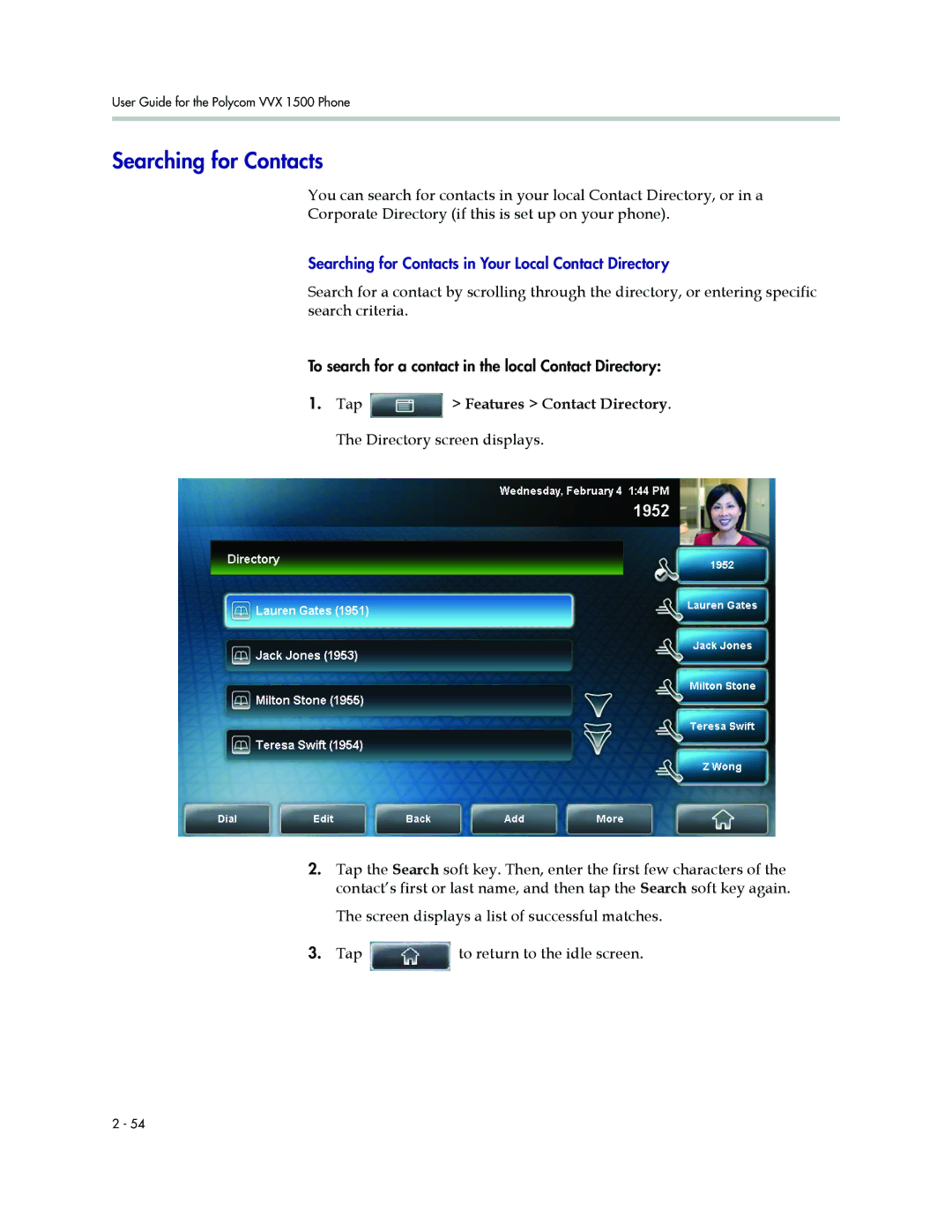 Polycom 1500 manual Searching for Contacts 
