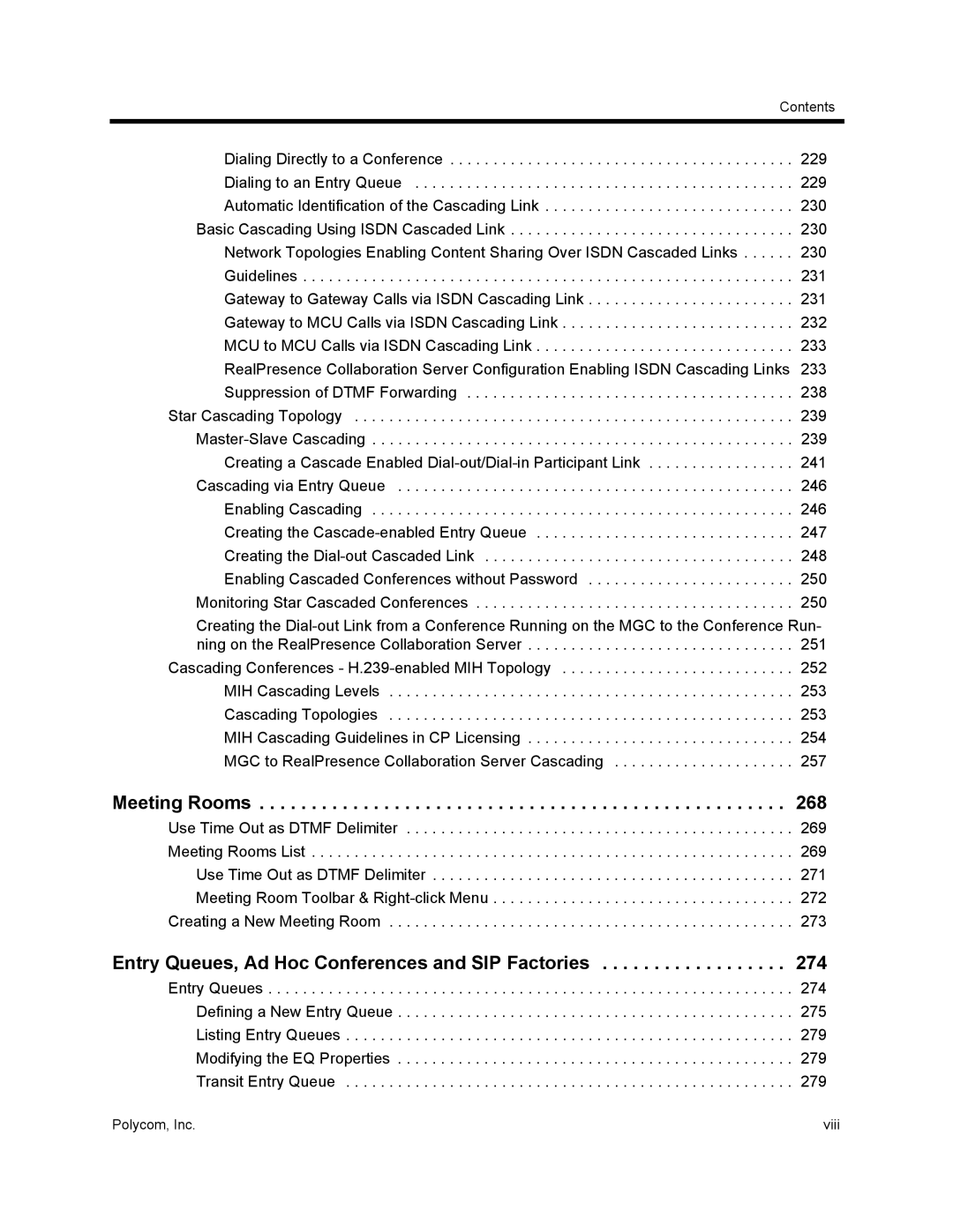 Polycom 1500/1800/2000/4000 manual Meeting Rooms, Entry Queues, Ad Hoc Conferences and SIP Factories, 239 