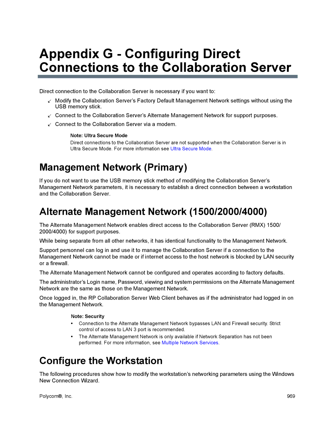 Polycom 1500/1800/2000/4000 manual Management Network Primary, Alternate Management Network 1500/2000/4000 