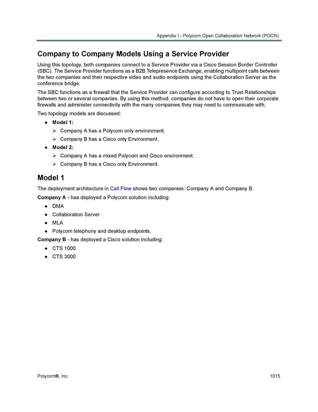 Polycom 1500/1800/2000/4000 manual Company to Company Models Using a Service Provider, Collaboration Server 