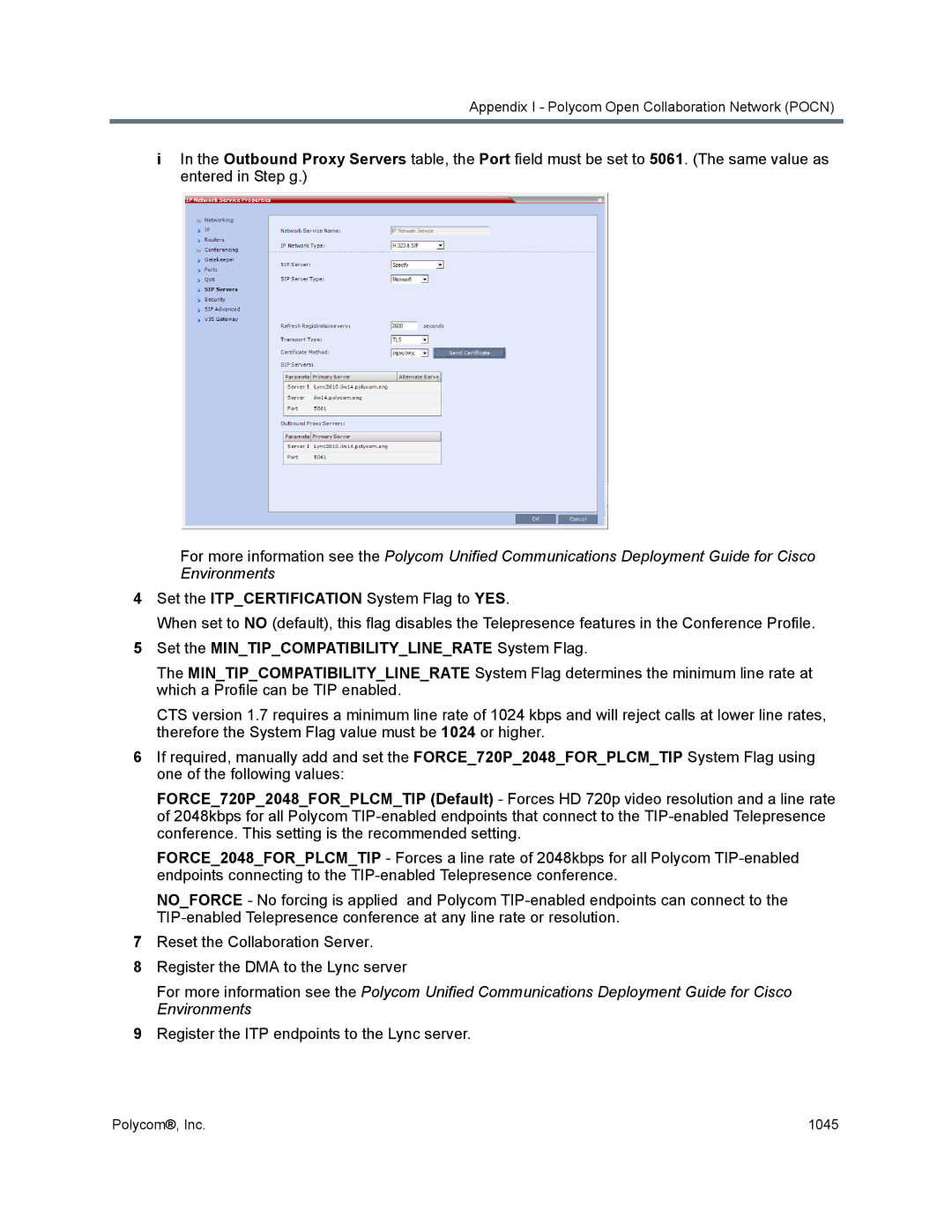 Polycom 1500/1800/2000/4000 Set the Mintipcompatibilitylinerate System Flag, Register the ITP endpoints to the Lync server 