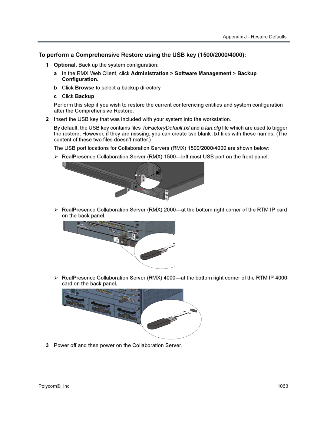 Polycom 1500/1800/2000/4000 manual Optional. Back up the system configuration 