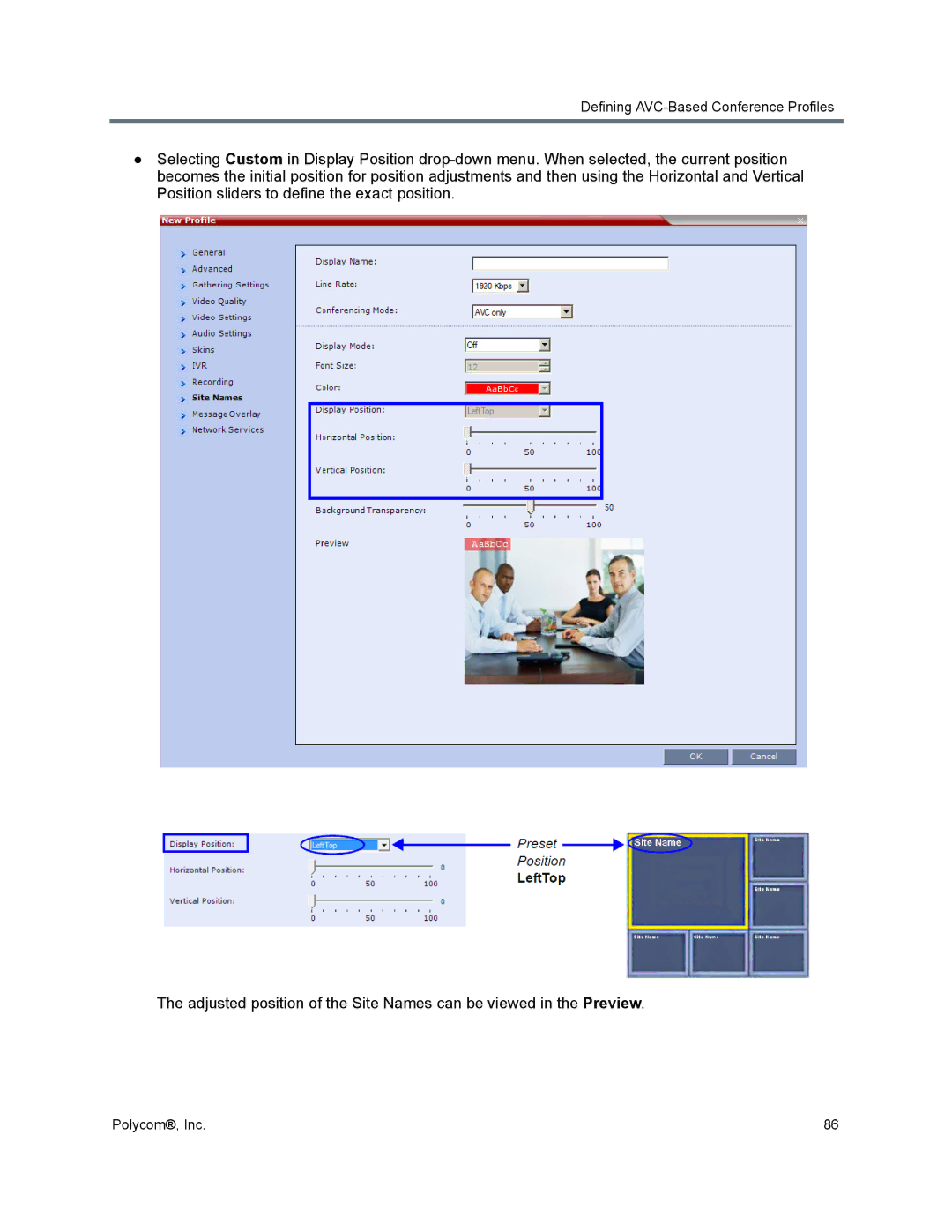 Polycom 1500/1800/2000/4000 manual Defining AVC-Based Conference Profiles 