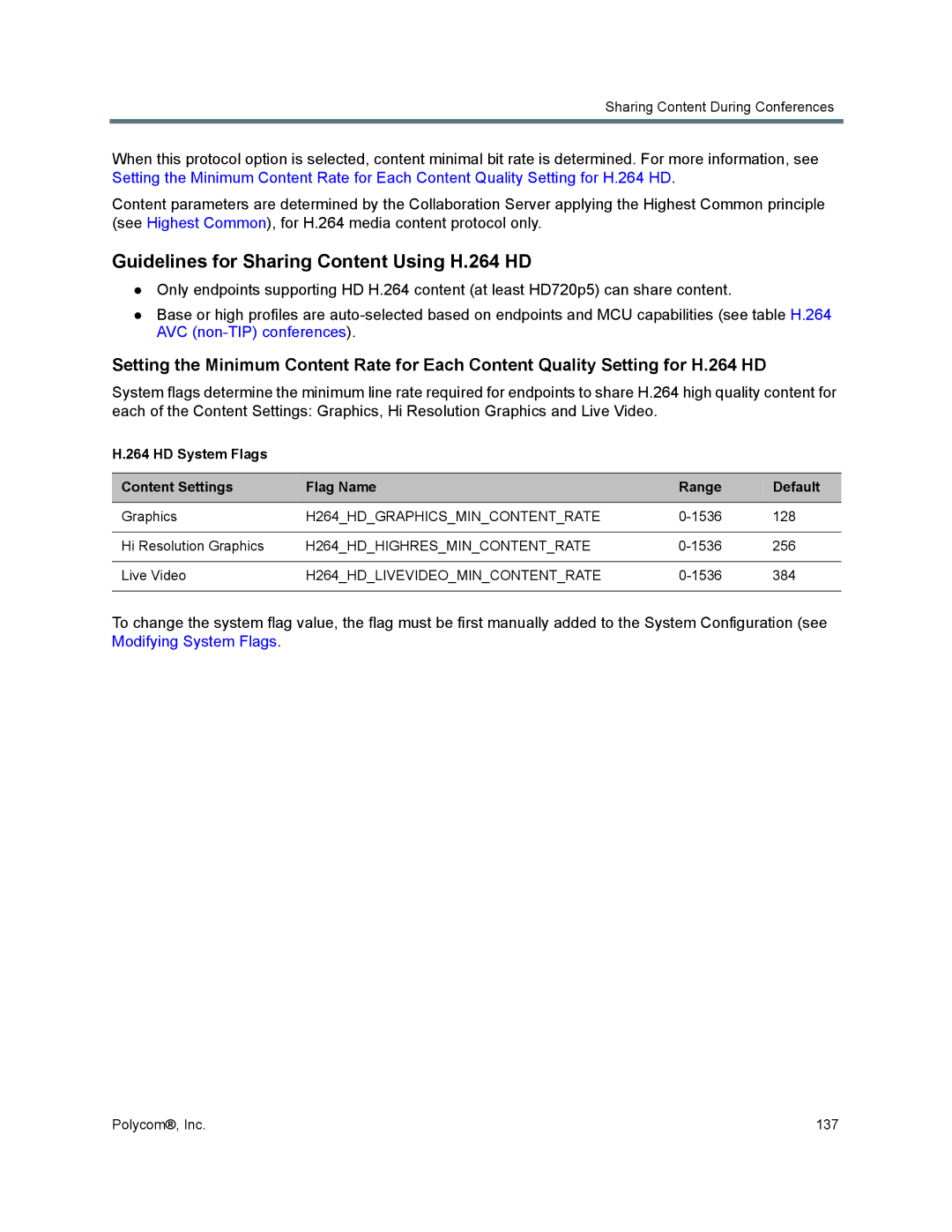 Polycom 1500/1800/2000/4000 manual Guidelines for Sharing Content Using H.264 HD, H264HDGRAPHICSMINCONTENTRATE 