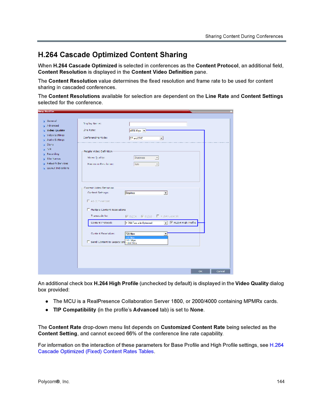 Polycom 1500/1800/2000/4000 manual Cascade Optimized Content Sharing 