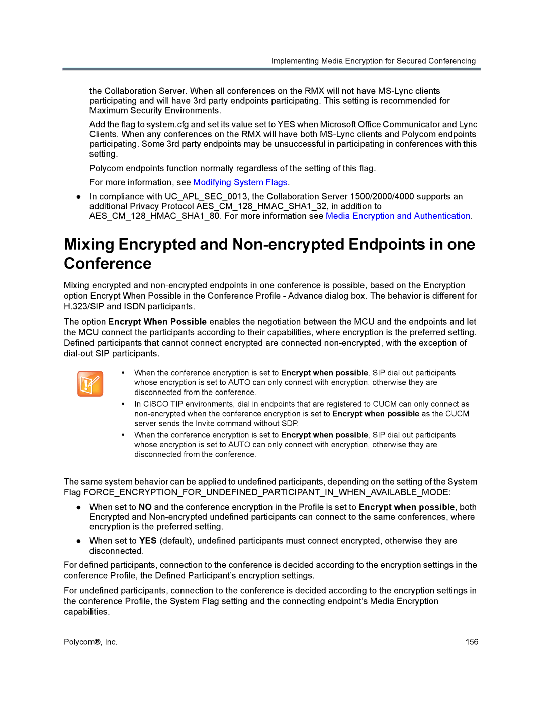 Polycom 1500/1800/2000/4000 manual Implementing Media Encryption for Secured Conferencing 
