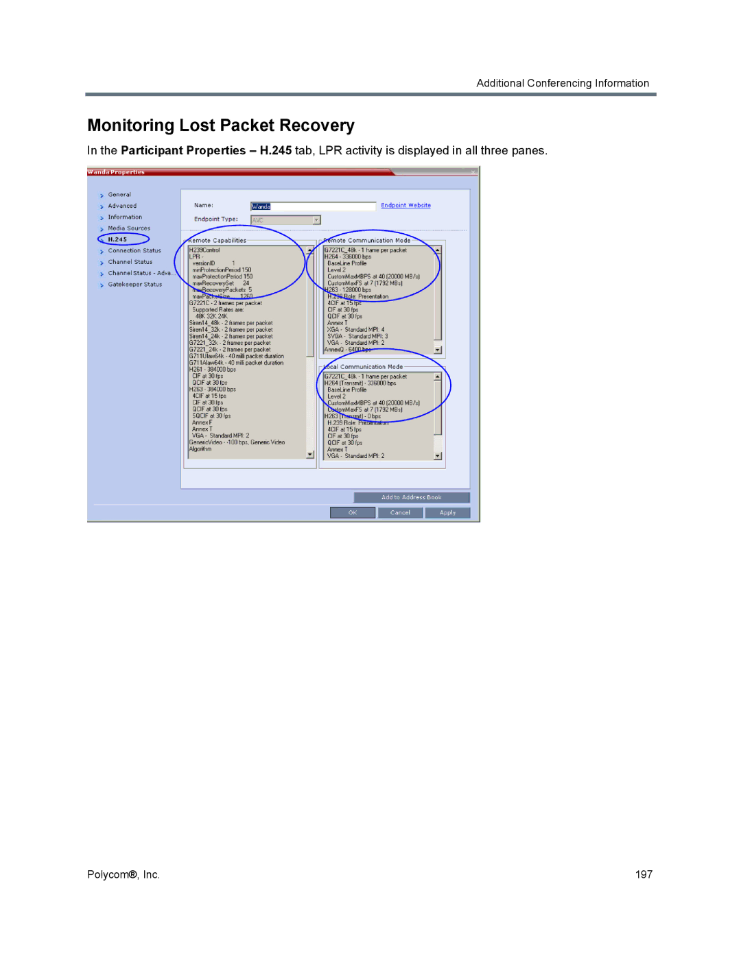 Polycom 1500/1800/2000/4000 manual Monitoring Lost Packet Recovery 