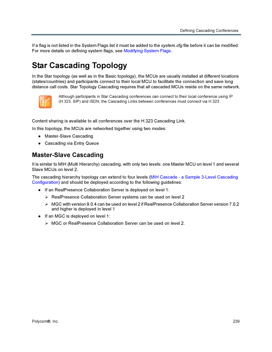 Polycom 1500/1800/2000/4000 manual Star Cascading Topology, Master-Slave Cascading 