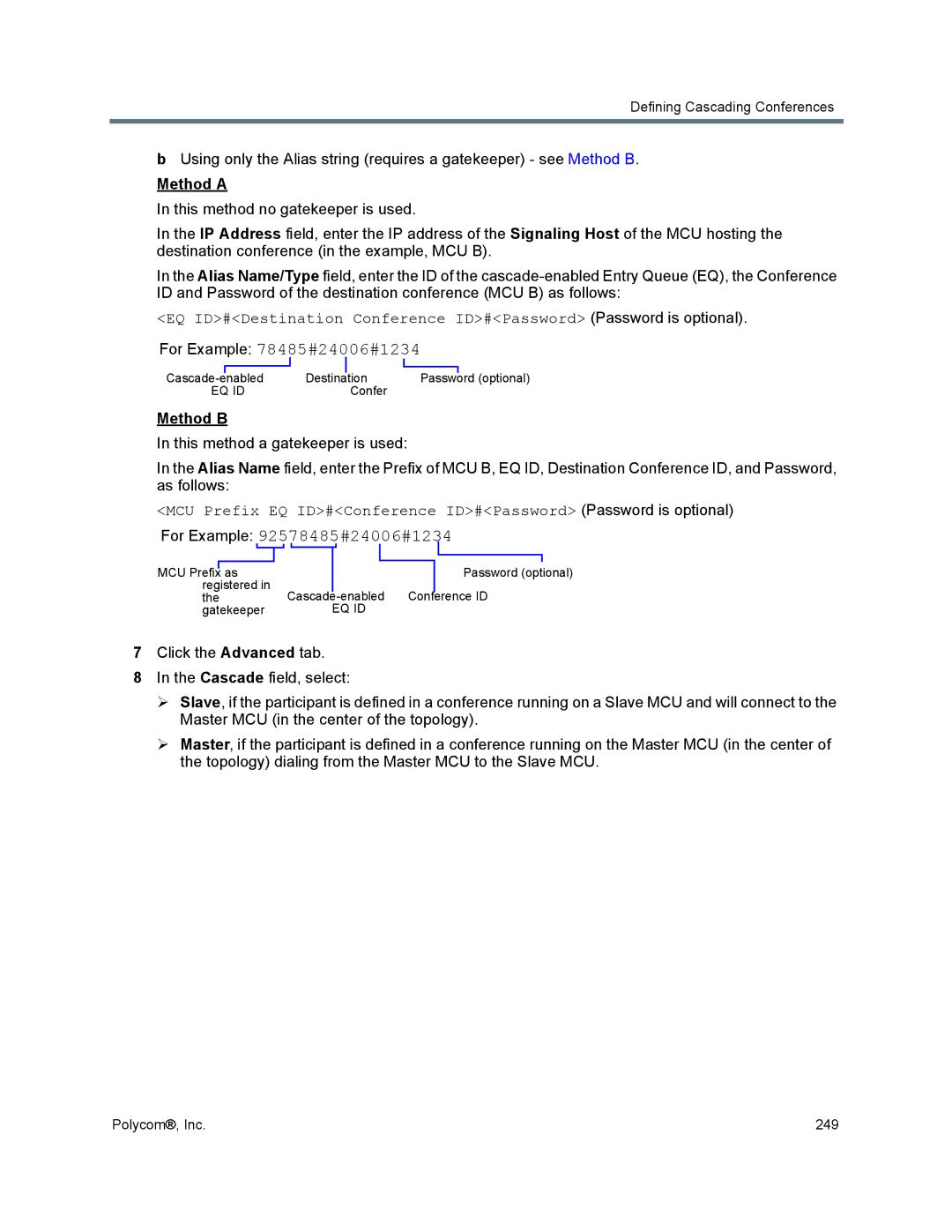 Polycom 1500/1800/2000/4000 manual Method a, Method B 