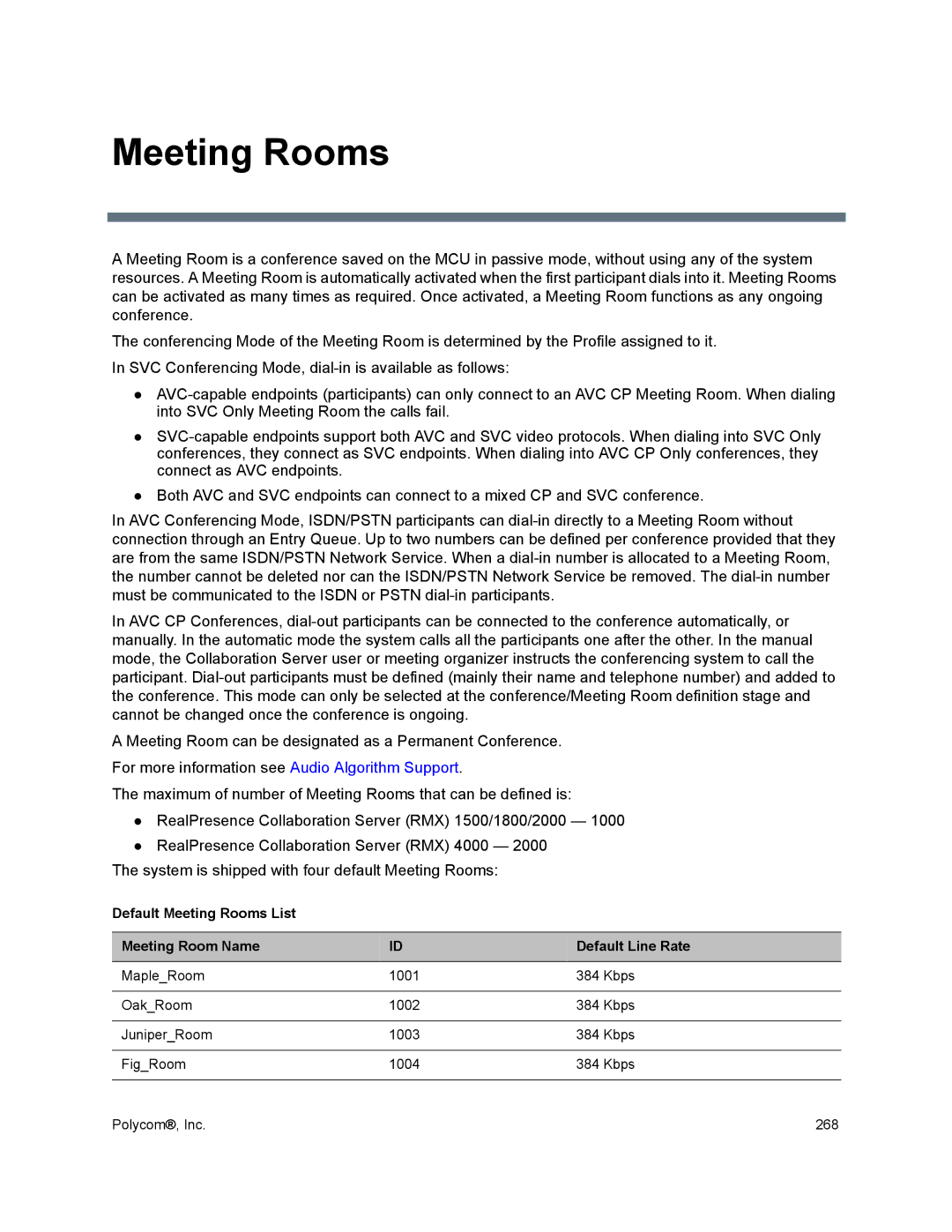 Polycom 1500/1800/2000/4000 manual Meeting Rooms 