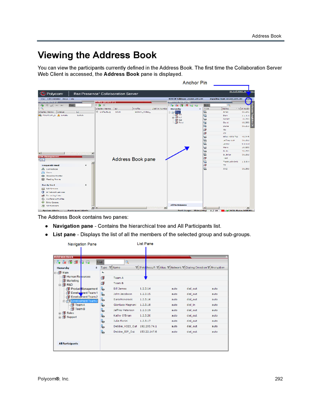 Polycom 1500/1800/2000/4000 manual Viewing the Address Book 