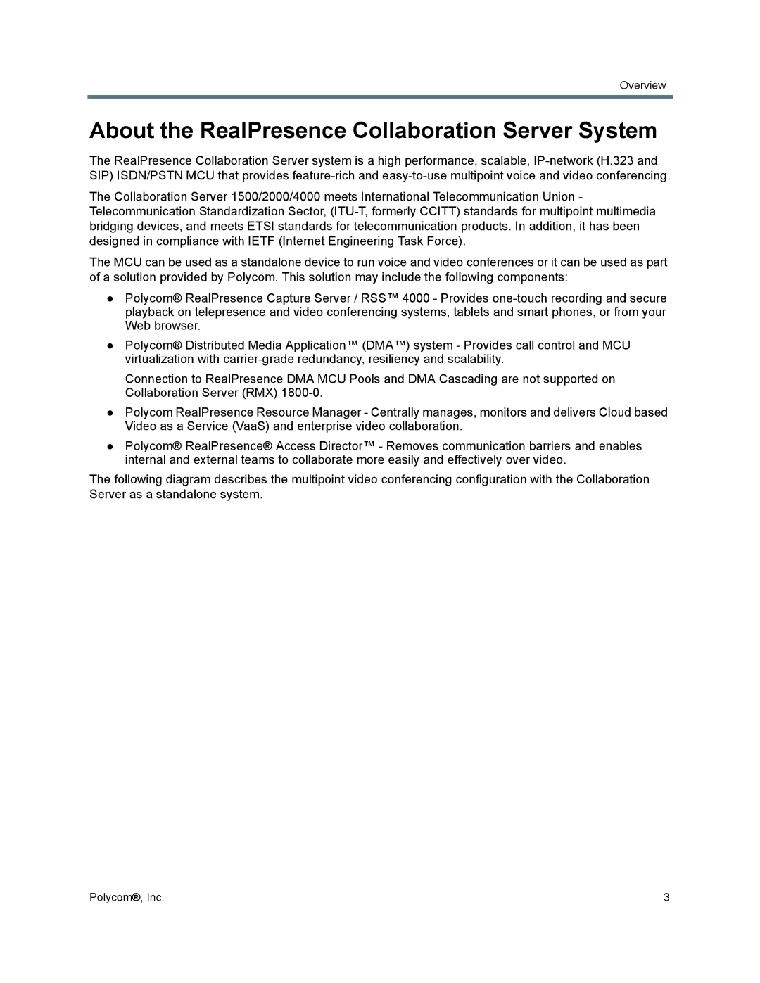 Polycom 1500/1800/2000/4000 manual About the RealPresence Collaboration Server System 