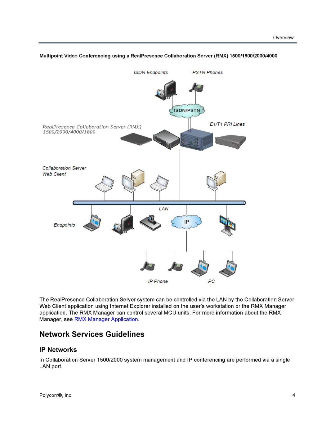 Polycom 1500/1800/2000/4000 manual Network Services Guidelines, IP Networks 